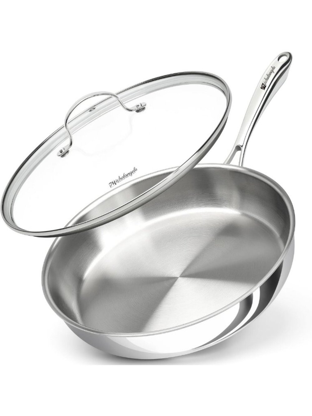 12-Inch Tri-Ply Stainless Steel Frying Pan with Lid - Durable & Versatile